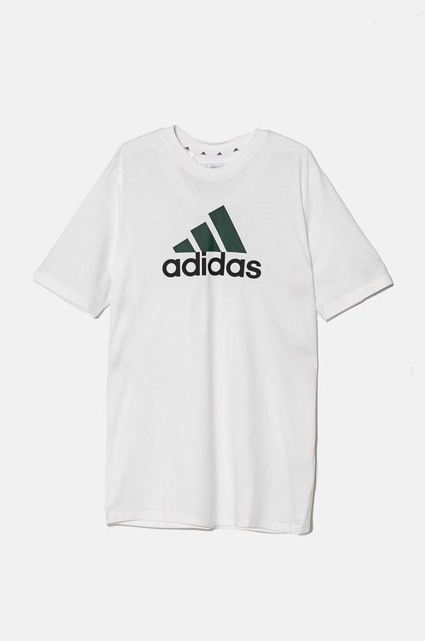 adidas Otroška bombažna kratka majica adidas U BL 2 TEE bela barva, JF8743