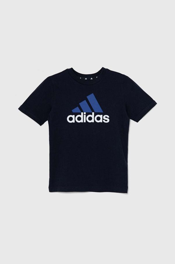 adidas Otroška bombažna kratka majica adidas U BL 2 TEE mornarsko modra barva, IX9529