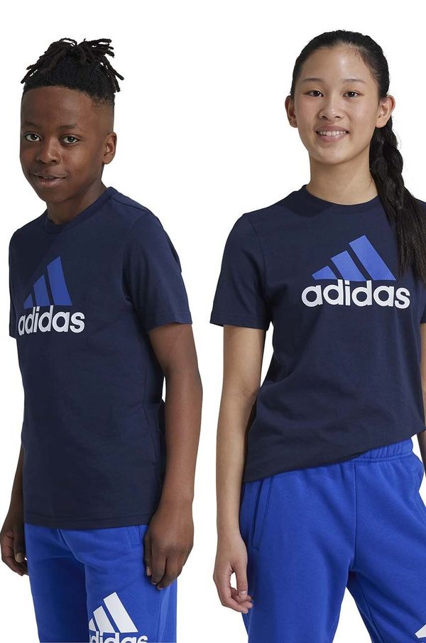 adidas Otroška bombažna kratka majica adidas U BL 2 TEE mornarsko modra barva, IX9529