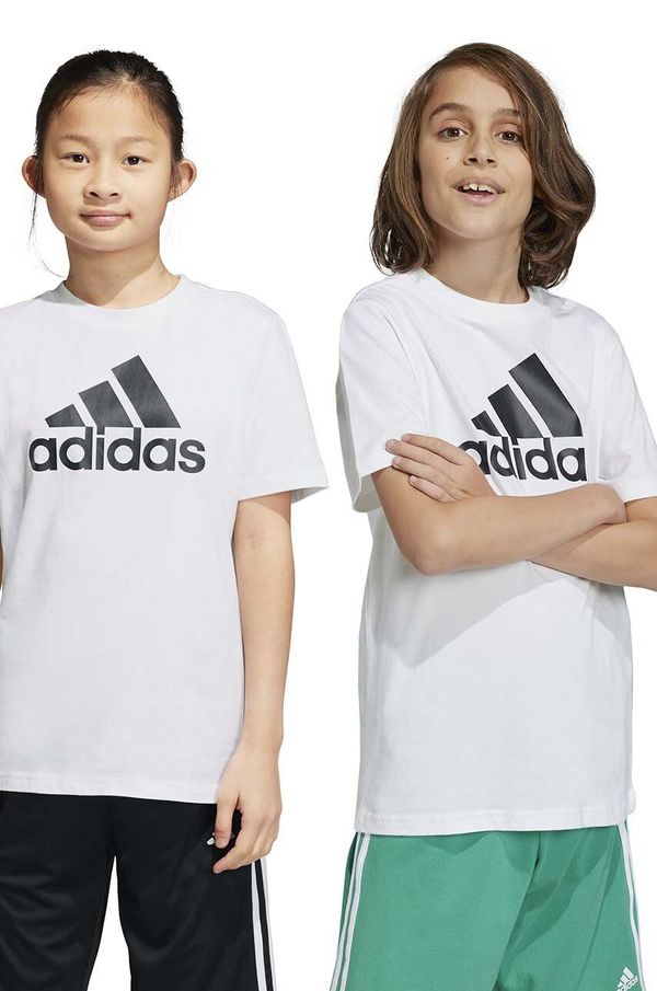 adidas Otroška bombažna kratka majica adidas U BL bela barva