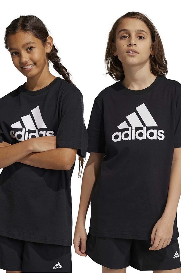 adidas Otroška bombažna kratka majica adidas U BL črna barva
