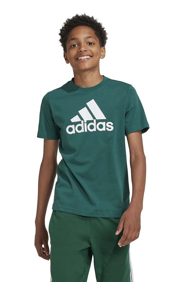 adidas Otroška bombažna kratka majica adidas U BL TEE zelena barva, IX9569