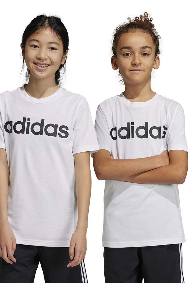 adidas Otroška bombažna kratka majica adidas U LIN bela barva