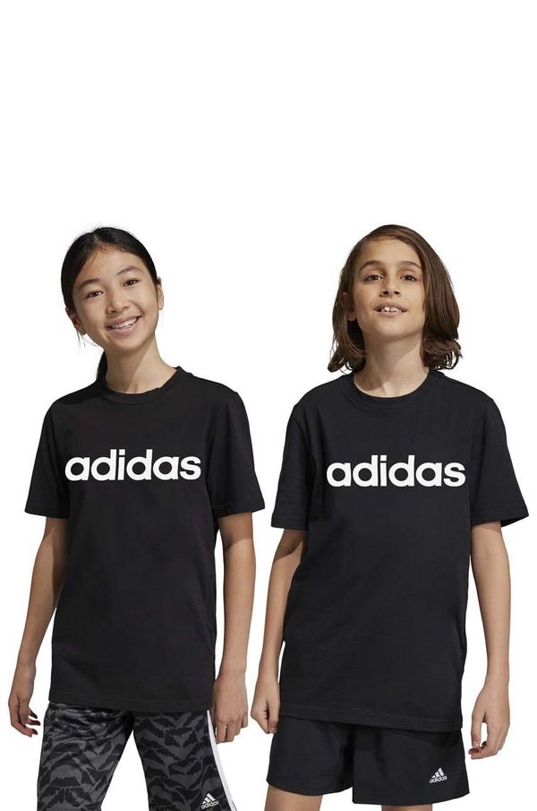 adidas Otroška bombažna kratka majica adidas U LIN črna barva