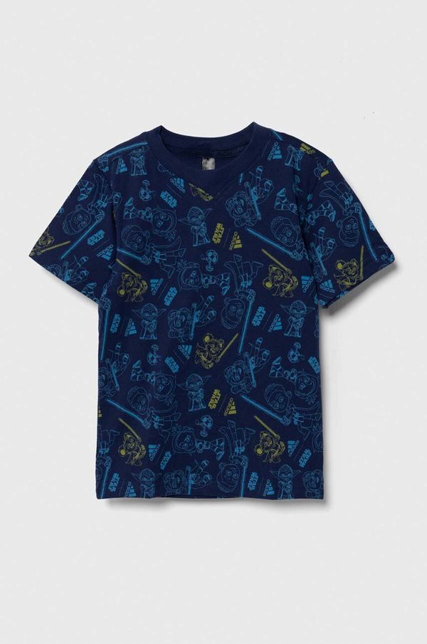 adidas Otroška bombažna kratka majica adidas x Star Wars mornarsko modra barva