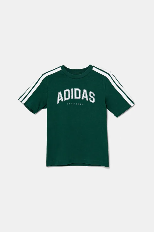 adidas Otroška bombažna kratka majica adidas zelena barva, JI6675