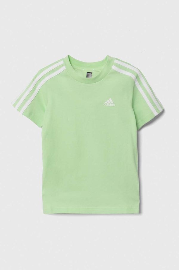 adidas Otroška bombažna kratka majica adidas zelena barva