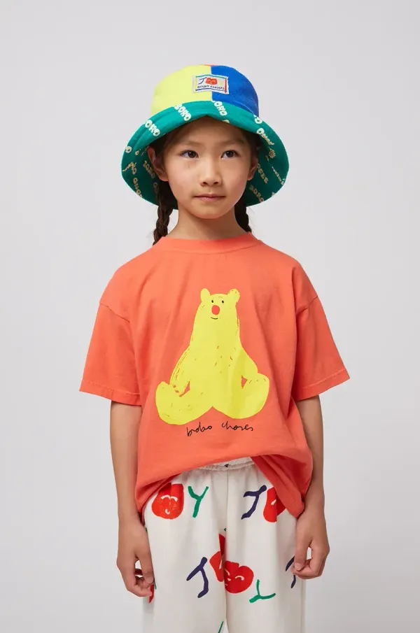 Bobo Choses Otroška bombažna kratka majica Bobo Choses Hug Me Bear oranžna barva, 125AC011