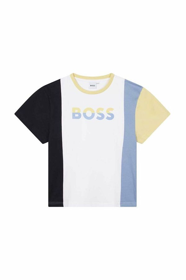 Boss Otroška bombažna kratka majica BOSS bela barva