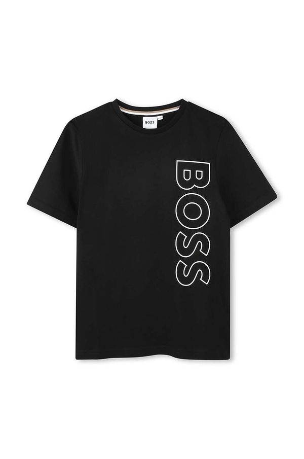 Boss Otroška bombažna kratka majica BOSS črna barva, J51206