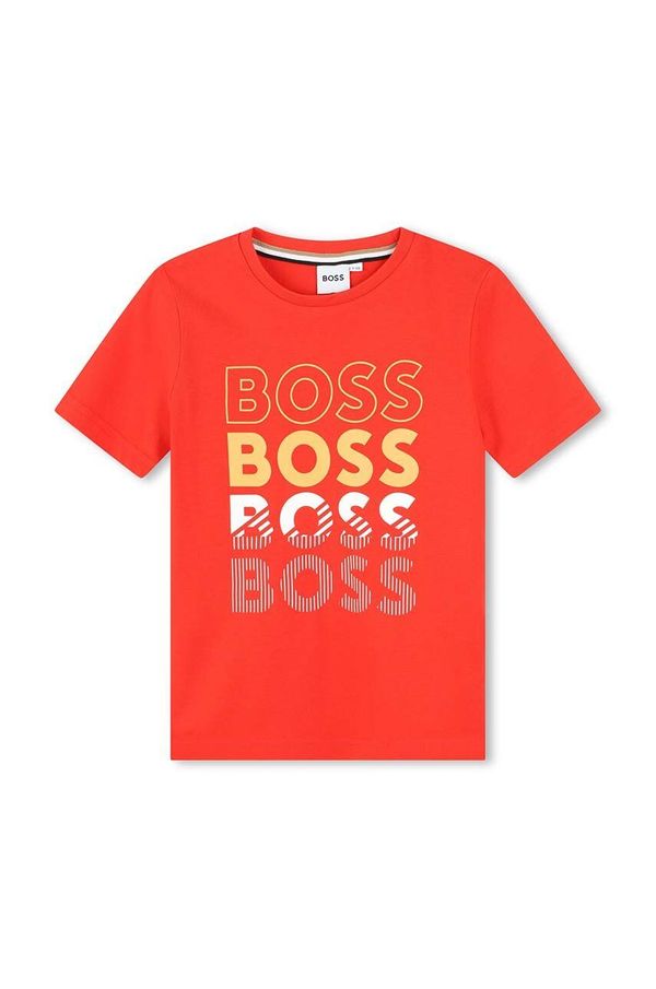 Boss Otroška bombažna kratka majica BOSS rdeča barva