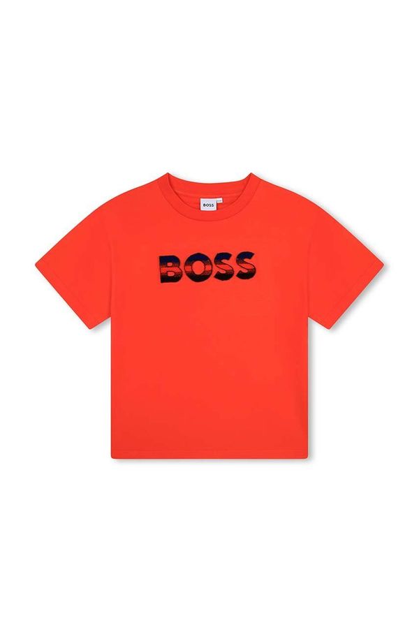 Boss Otroška bombažna kratka majica BOSS rdeča barva