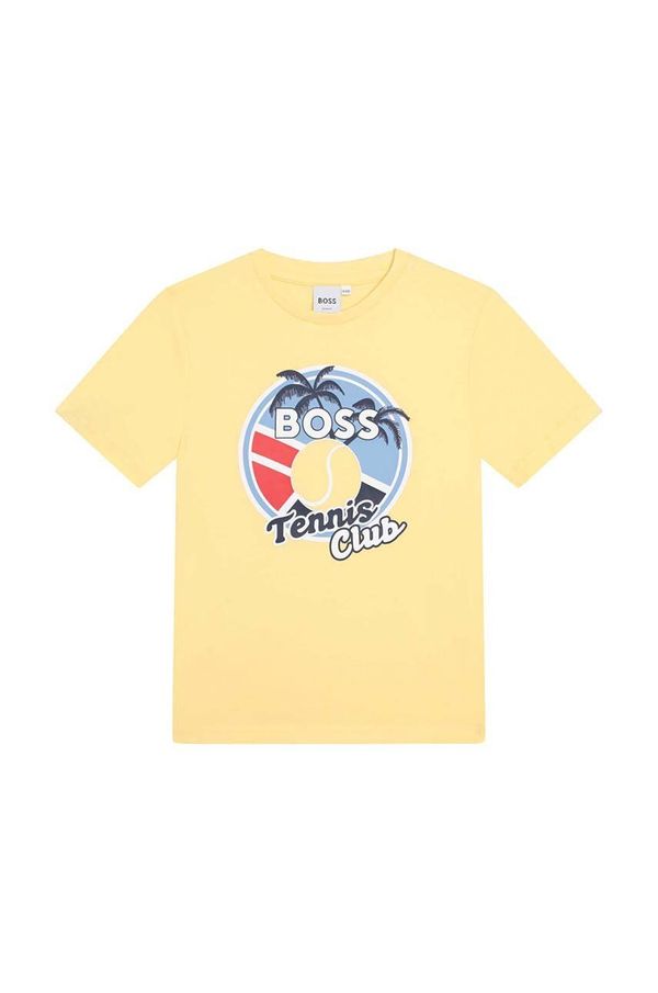Boss Otroška bombažna kratka majica BOSS rumena barva