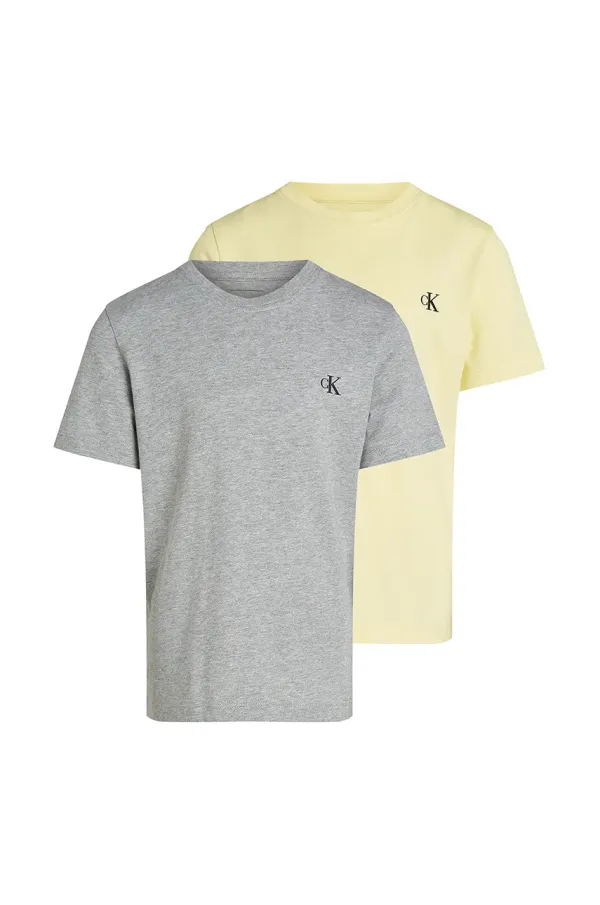 Calvin Klein Jeans Otroška bombažna kratka majica Calvin Klein Jeans 2-pack zelena barva, IB0IB01093