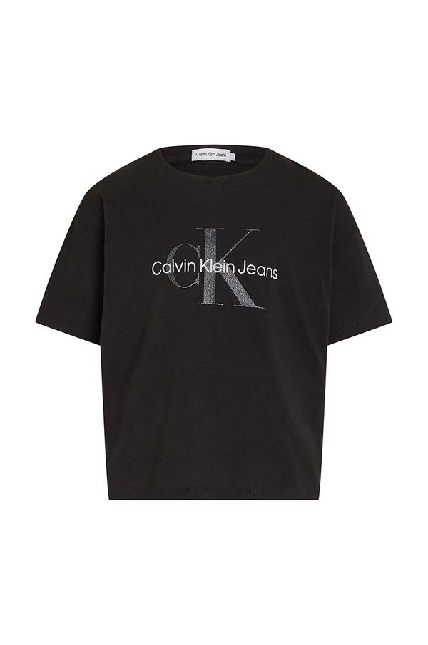 Calvin Klein Jeans Otroška bombažna kratka majica Calvin Klein Jeans črna barva, IG0IG02529