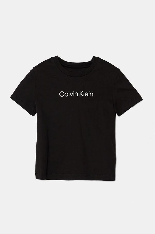 Calvin Klein Jeans Otroška bombažna kratka majica Calvin Klein Jeans črna barva, IU0IU00682