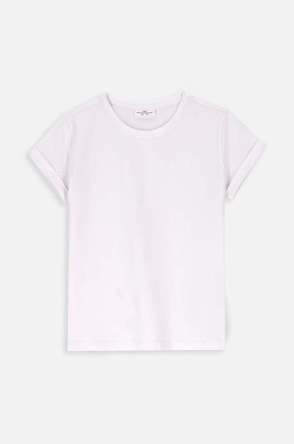 Coccodrillo Otroška bombažna kratka majica Coccodrillo bela barva, BASIC GIRL