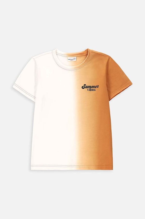 Coccodrillo Otroška bombažna kratka majica Coccodrillo oranžna barva