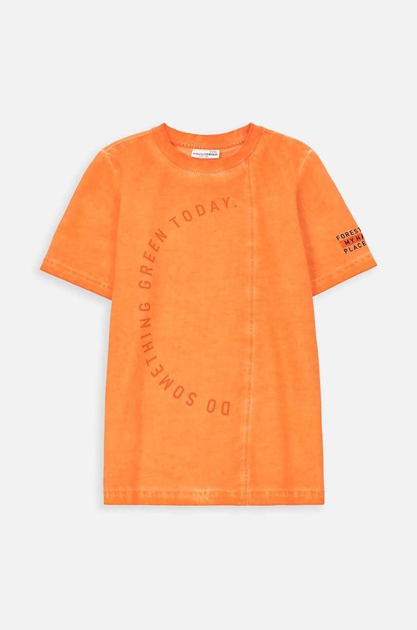 Coccodrillo Otroška bombažna kratka majica Coccodrillo oranžna barva