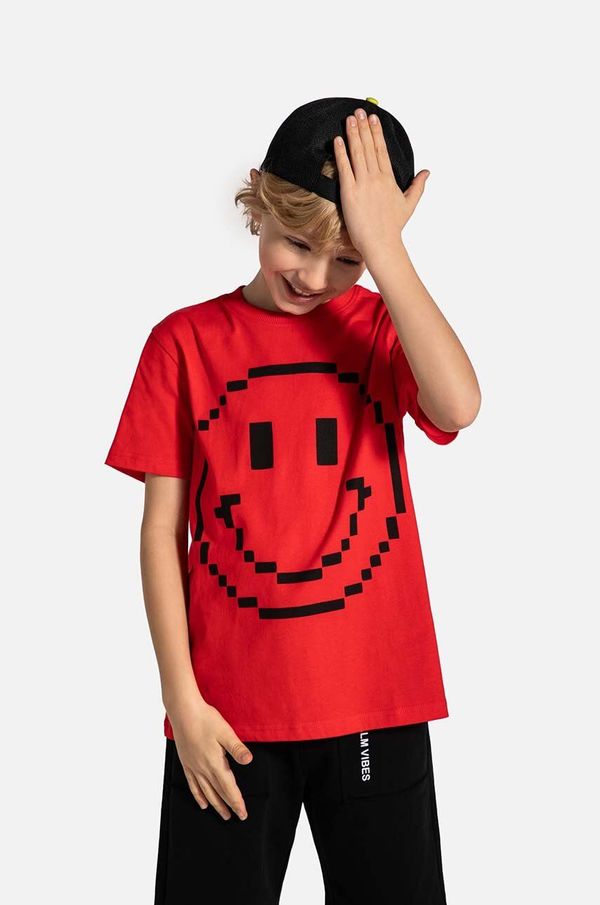 Coccodrillo Otroška bombažna kratka majica Coccodrillo rdeča barva