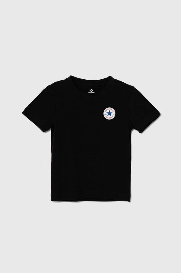 Converse Otroška bombažna kratka majica Converse črna barva