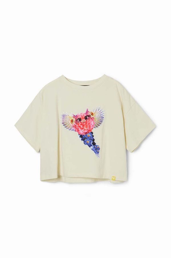 Desigual Otroška bombažna kratka majica Desigual bela barva