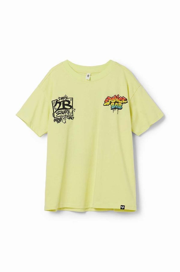 Desigual Otroška bombažna kratka majica Desigual rumena barva