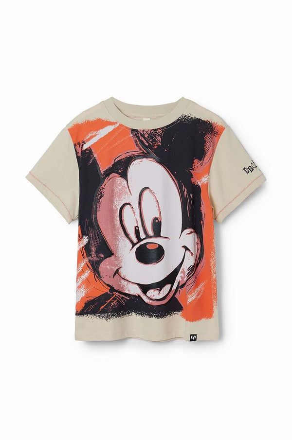 Desigual Otroška bombažna kratka majica Desigual x Mickey bela barva
