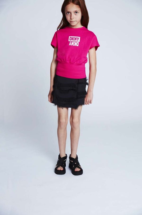 DKNY Otroška bombažna kratka majica Dkny roza barva