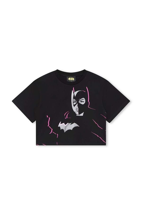 DKNY Otroška bombažna kratka majica Dkny x DC Comics črna barva