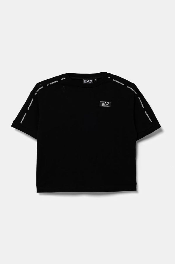 EA7 Emporio Armani Otroška bombažna kratka majica EA7 Emporio Armani črna barva, 6DBT57 BJ02Z