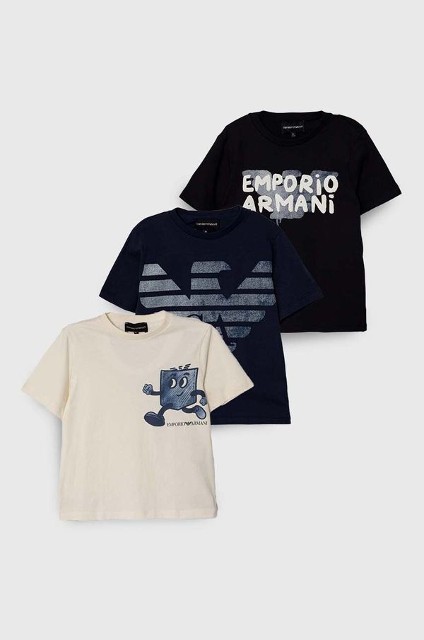 Emporio Armani Otroška bombažna kratka majica Emporio Armani 3-pack