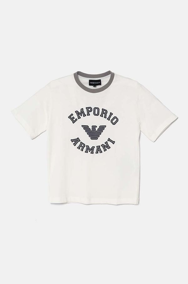 Emporio Armani Otroška bombažna kratka majica Emporio Armani bela barva, 6D4TJB 4J54Z
