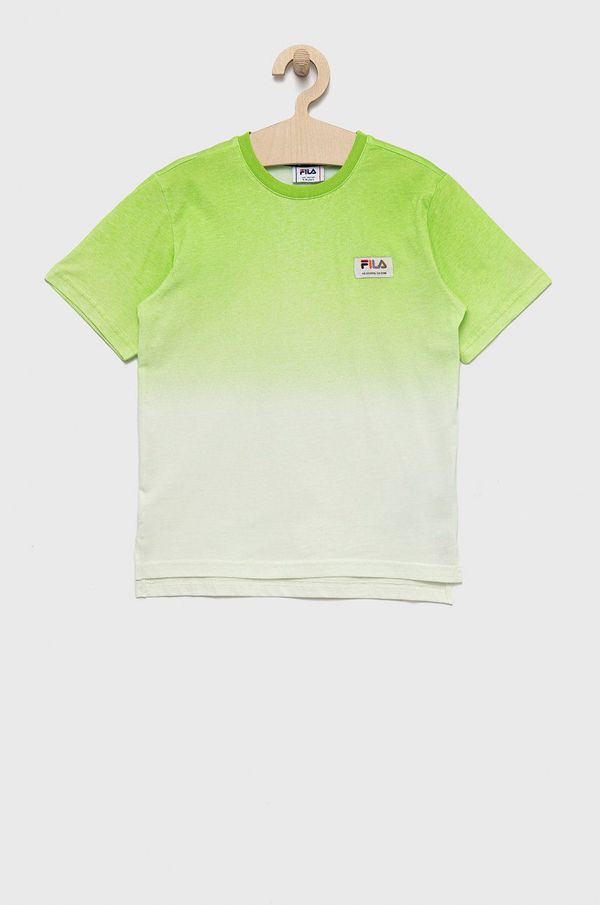 Fila Otroška bombažna kratka majica Fila zelena barva