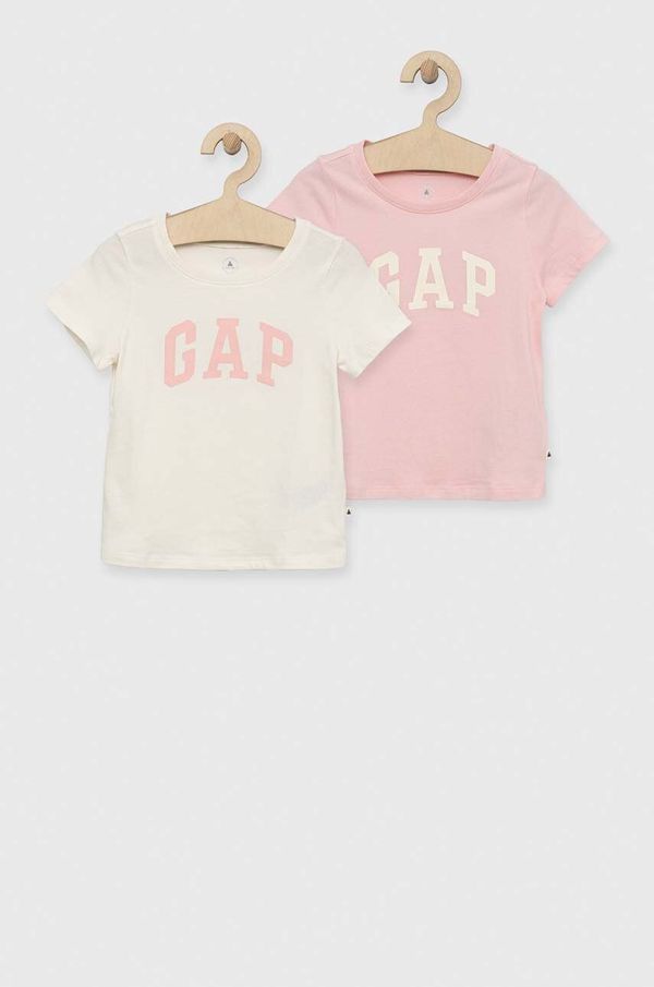Gap Otroška bombažna kratka majica GAP 2-pack roza barva