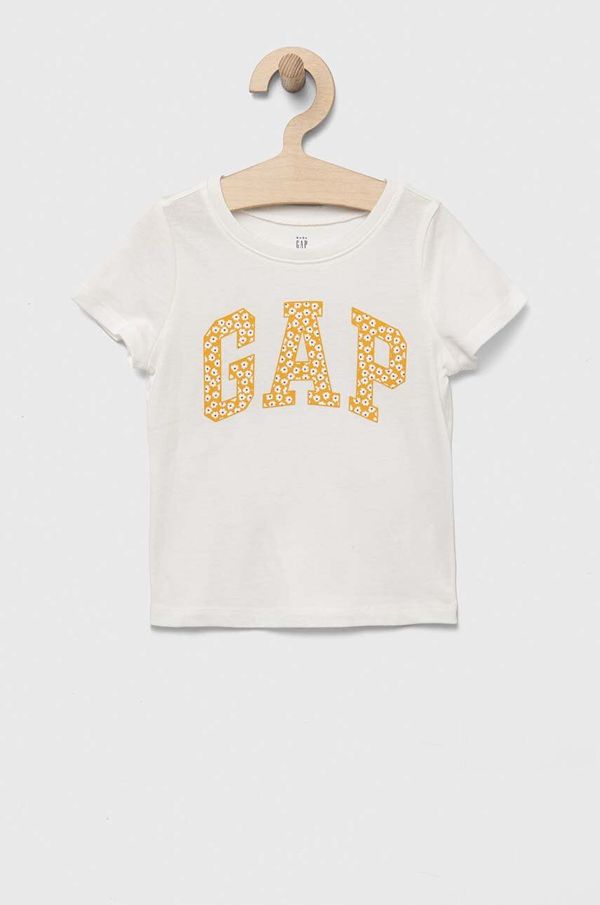 Gap Otroška bombažna kratka majica GAP bela barva