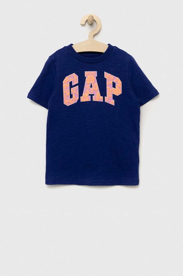 Gap Otroška bombažna kratka majica GAP mornarsko modra barva
