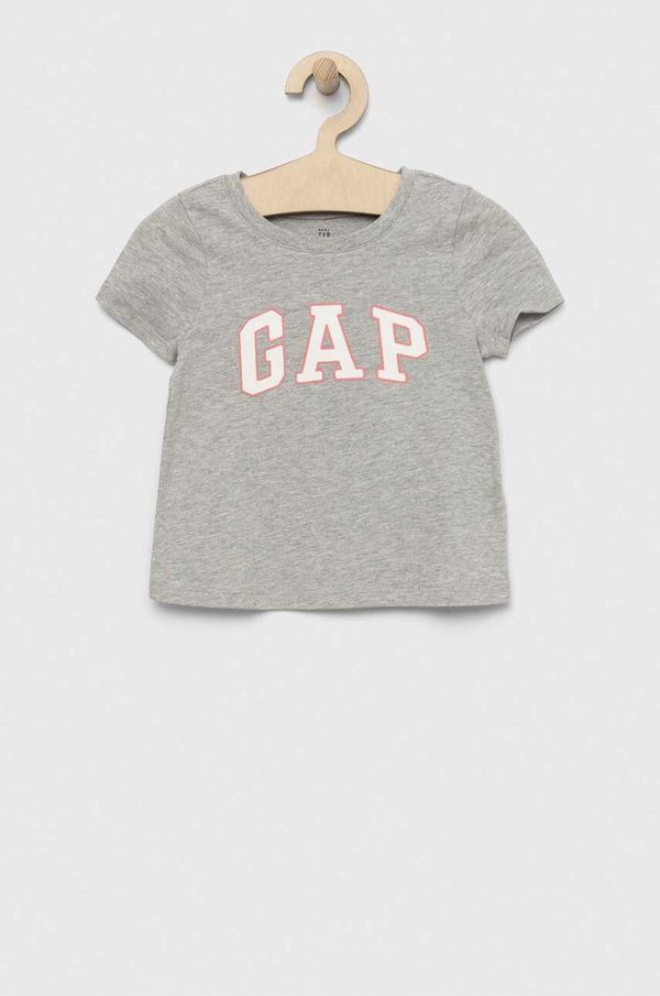 Gap Otroška bombažna kratka majica GAP siva barva
