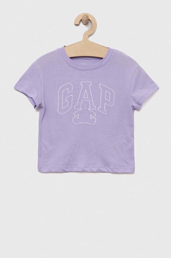 Gap Otroška bombažna kratka majica GAP vijolična barva