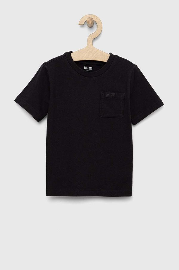 Gap Otroška bombažna kratka majica GAP x BKC črna barva