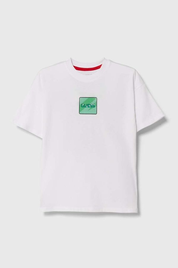 Guess Otroška bombažna kratka majica Guess bela barva, L4YI16 K8HM4