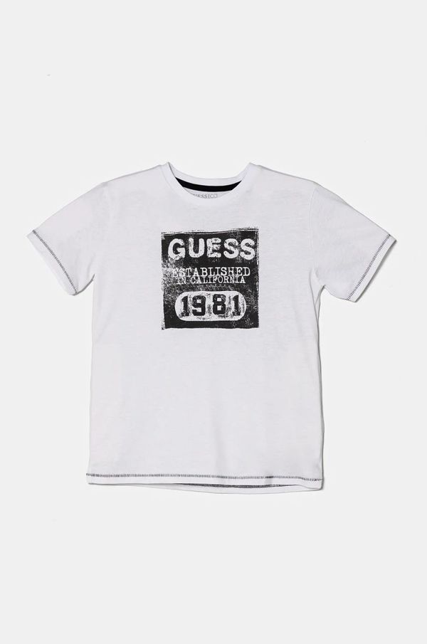 Guess Otroška bombažna kratka majica Guess bela barva, L5RI22 K8HM4