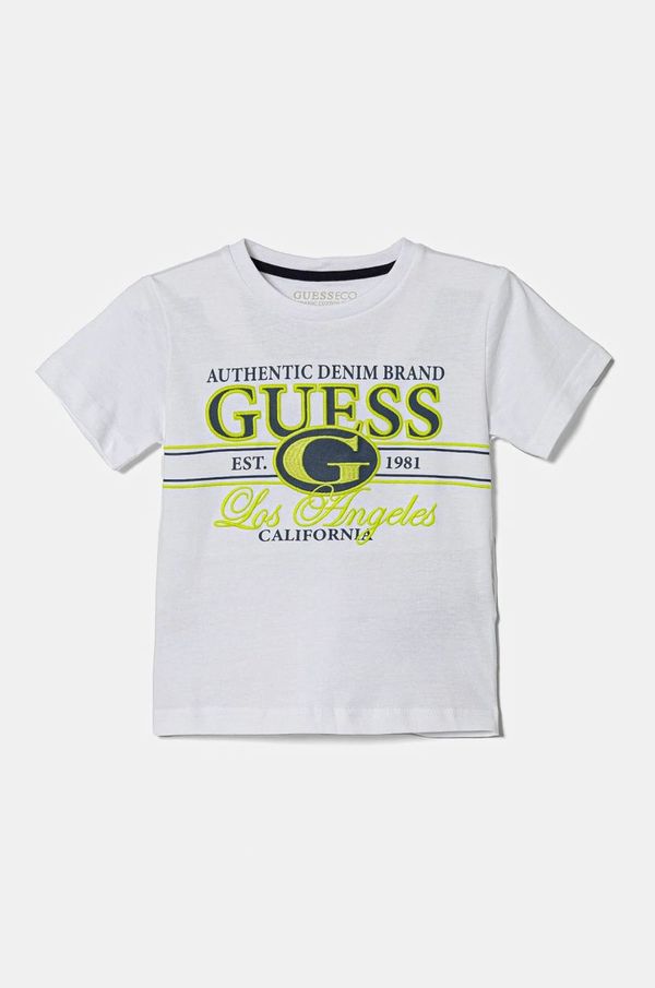 Guess Otroška bombažna kratka majica Guess bela barva, N5RI23 K8HM4