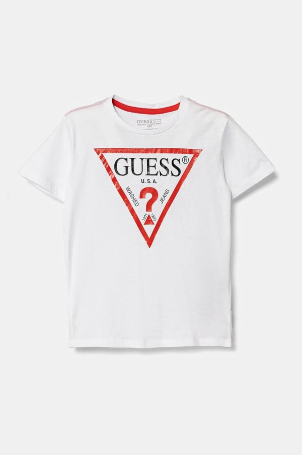 Guess Otroška bombažna kratka majica Guess bela barva, N73I55 K8HM0