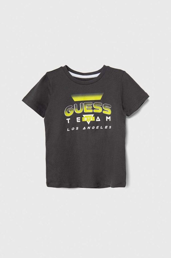 Guess Otroška bombažna kratka majica Guess črna barva