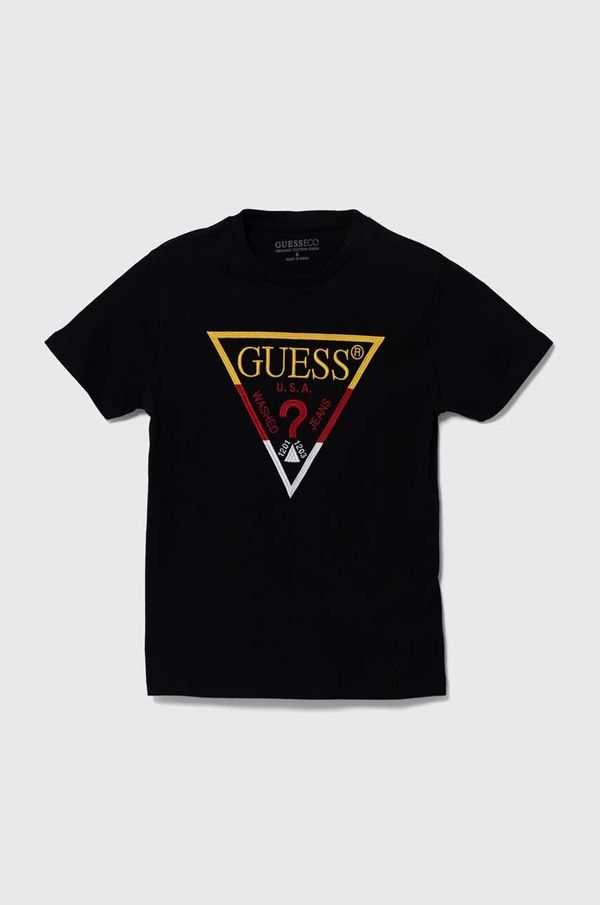 Guess Otroška bombažna kratka majica Guess črna barva, L4YI06 K8HM4