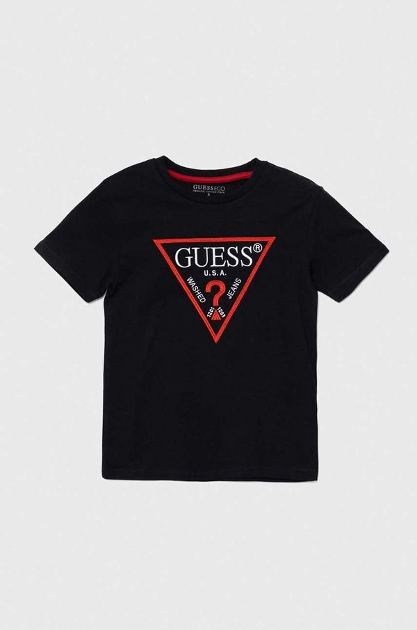 Guess Otroška bombažna kratka majica Guess črna barva, L4YI54 K8HM4