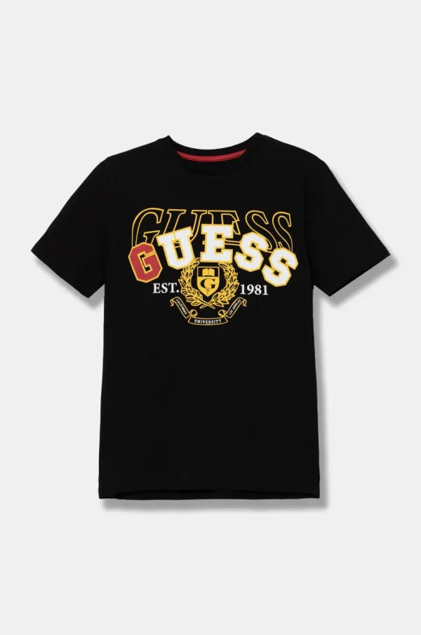 Guess Otroška bombažna kratka majica Guess črna barva, L5RI02 K8HM4