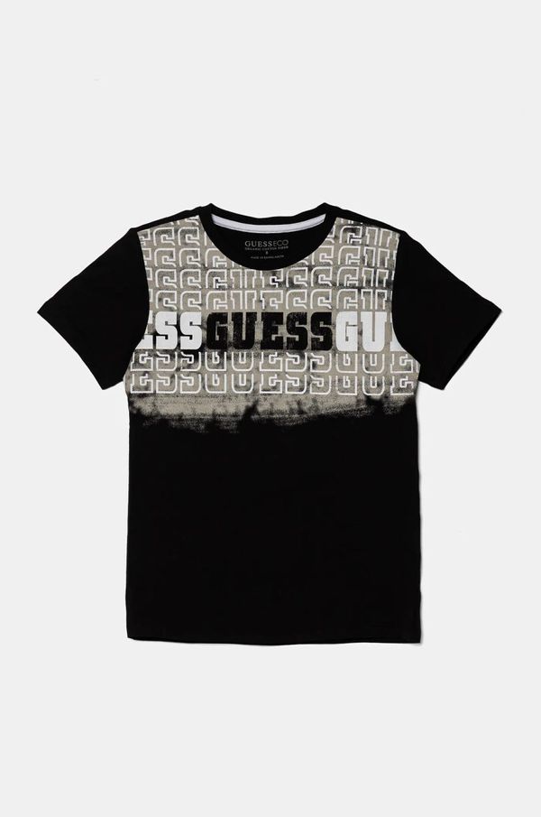 Guess Otroška bombažna kratka majica Guess črna barva, L5RI23 K8HM4