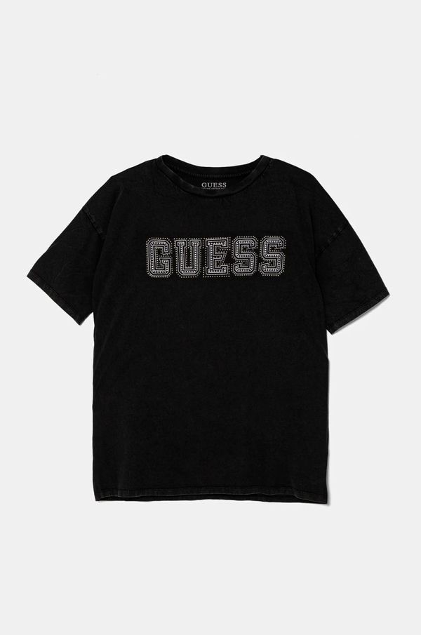 Guess Otroška bombažna kratka majica Guess črna barva, L5RI24 K8HM4